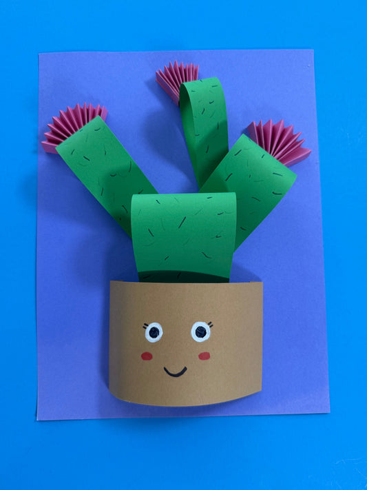 Folded Paper Cactus Craft for Kids – Free Template