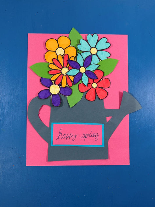 Paper Watering Can Flower Bouquet Craft for Kids