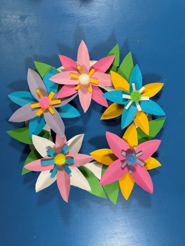 Paper Spring Flower Wreath Craft